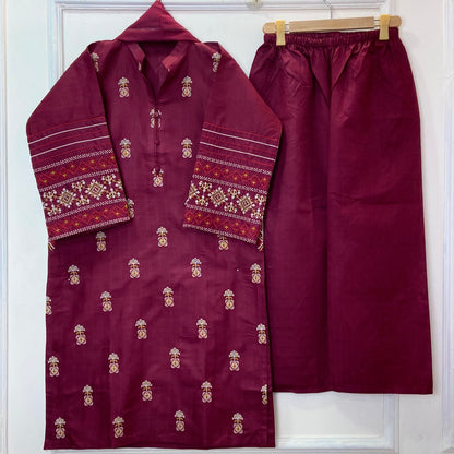 Perfect Pocket Embroidered 3PC (Premium Cotton) (Hot Seller) D-376