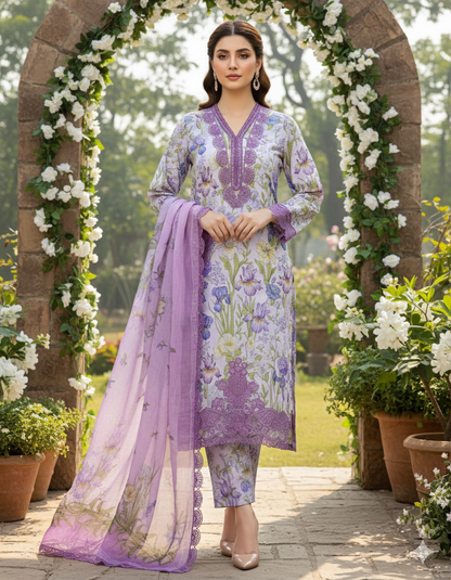 Garden Embroidered 3PC (Bana Dora) D-481