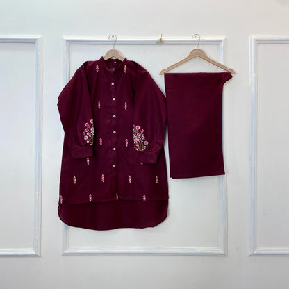 Cozy Embroidered Co-Ord Set (Khaddar) D-261