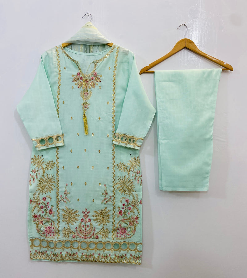 Sparkle Embroidered 3PC (Khaadi Cotton) D-88