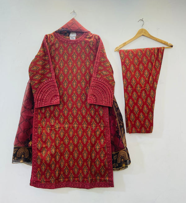 Ruby Red 3PC (Premium Lawn) D-47