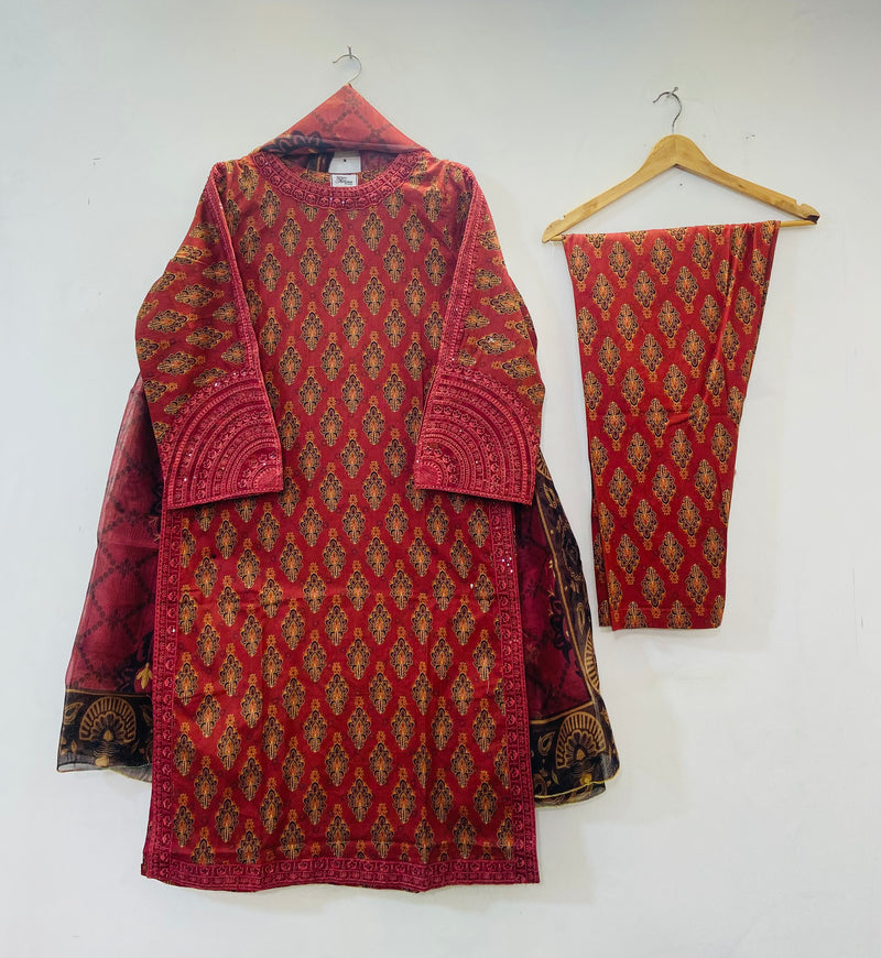 Ruby Red 3PC (Premium Lawn) D-47