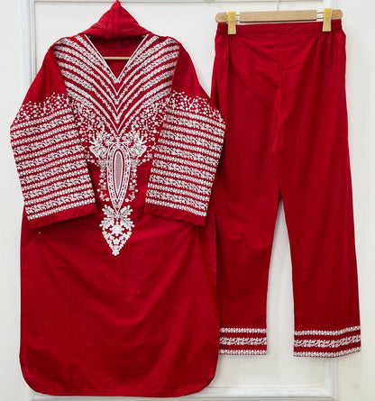 Taj Embroidered 3PC (Premium Cotton) D-430