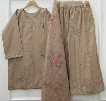 Heavily Eid Embroidered 3PC (Premium Cotton) D-451