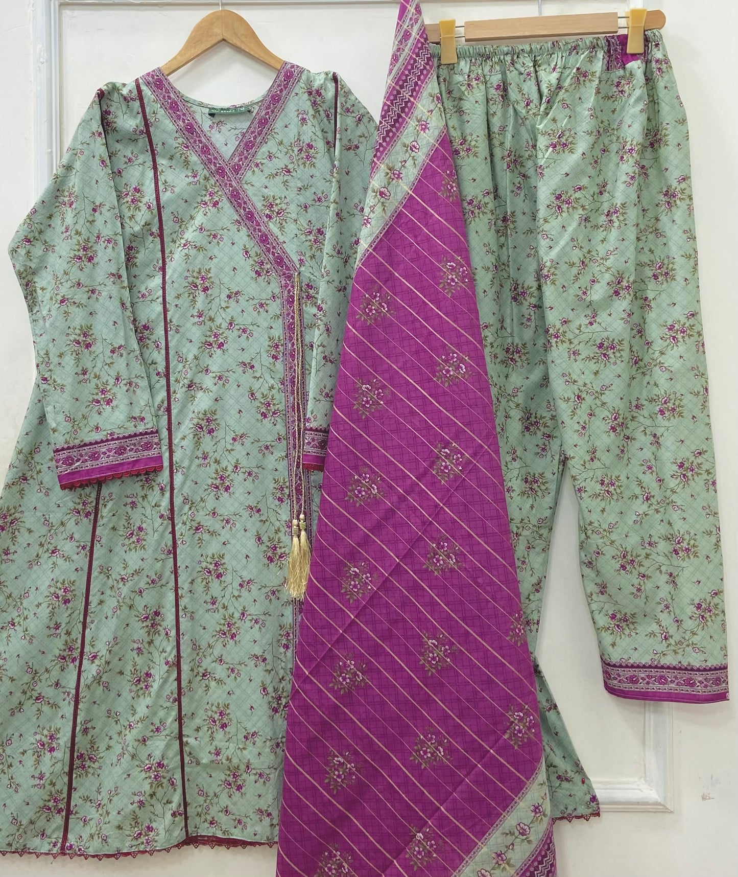 Angrakha Frocks | 3PC Binsaeed Lawn D-653