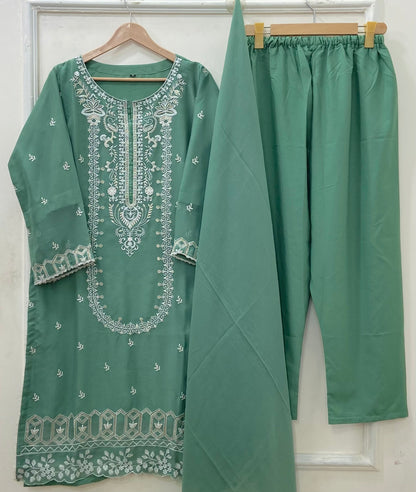 Long Embroidered | 3PC Cotton D-591