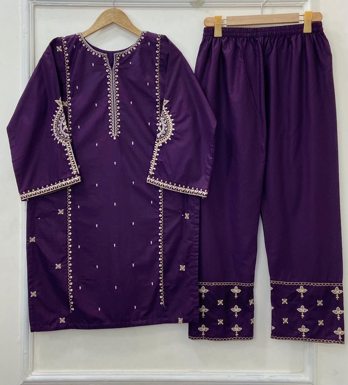 Dual Embroidered Muse 2PC (Premium Cotton) D-394