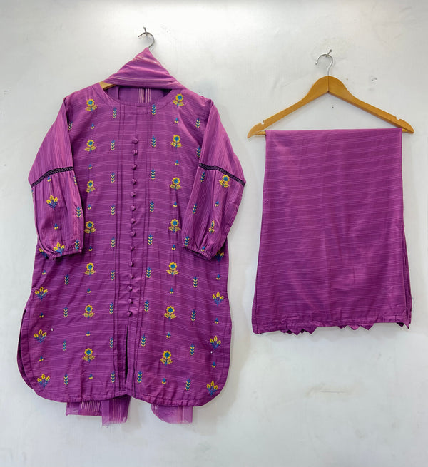 Happy Sunflower Co-Ord Set 3PC (Cotton Lawn) D-35