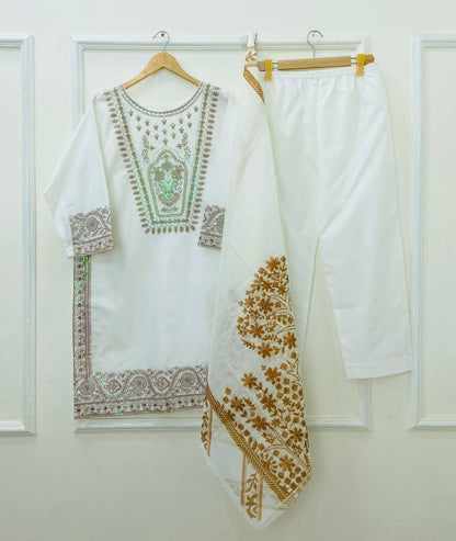 Sitaara Embroidered 3PC (Premium Cotton) D-489