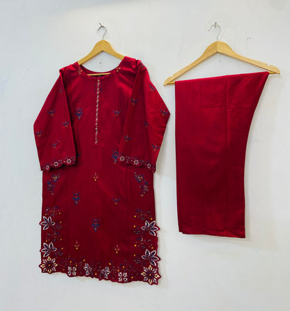 Cutwork Embroidered 2PC (Self Cotton) D-81