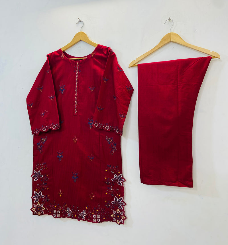 Cutwork Embroidered 2PC (Self Cotton) D-81