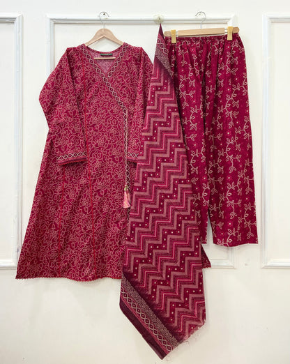 Angrakha Frocks | 3PC Binsaeed Lawn D-653
