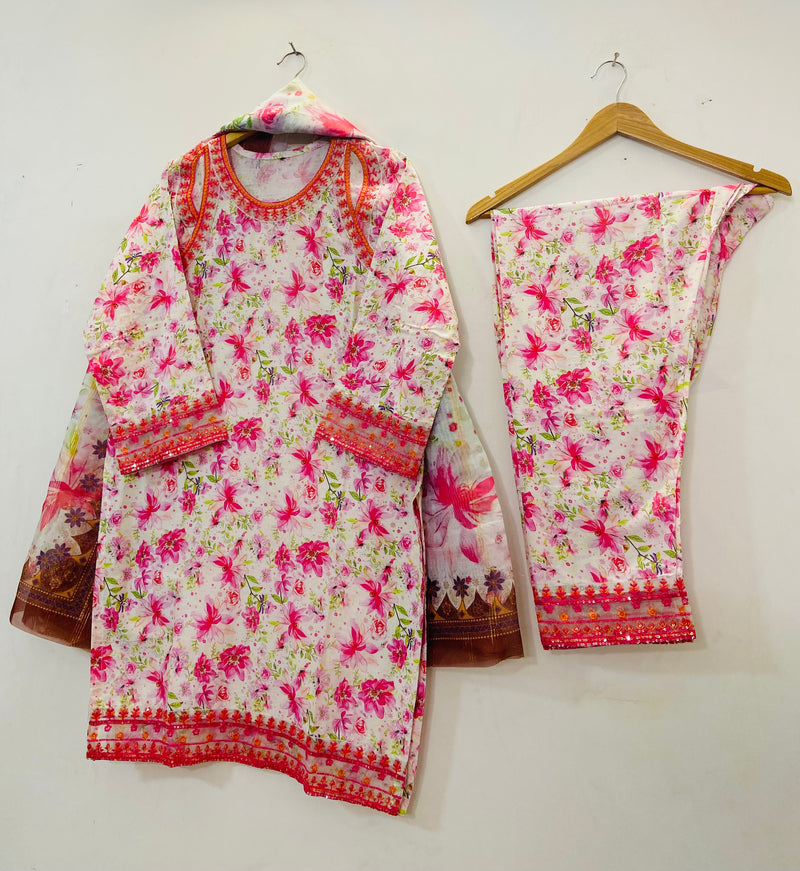 Embroidered Luxury Touch 3PC (Lawn Best Selling) D-56