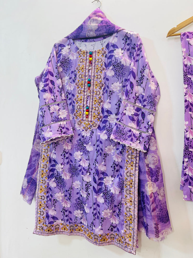 Embroidered 3PC (Lawn) 02-Lavender