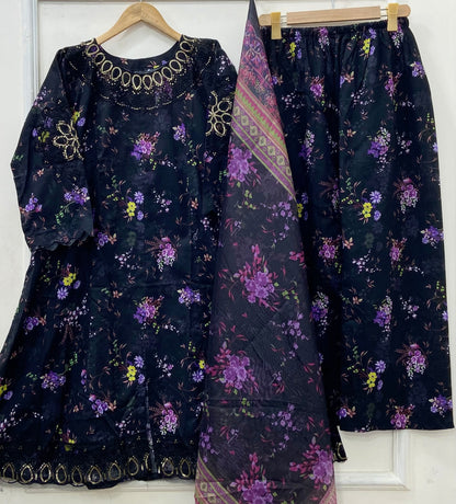 Lawn Series: Frock 3PC (Lawn) D-526