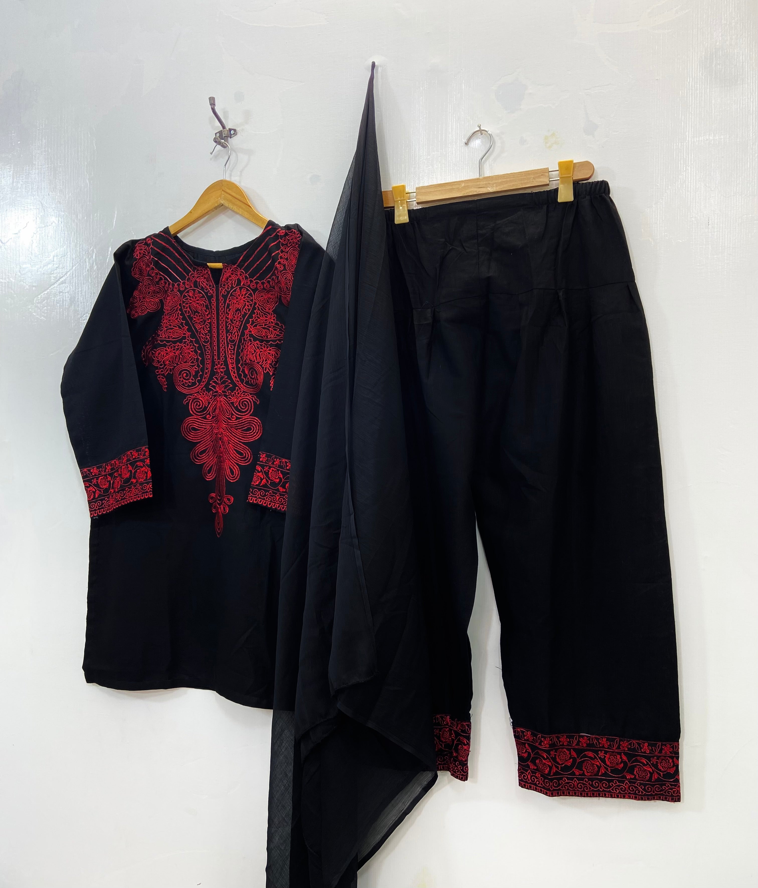 Midnight Red Secret 3PC (Khaddar) D-121