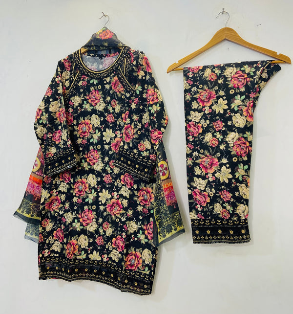 Embroidered Luxury Touch 3PC (Lawn Best Selling) D-56
