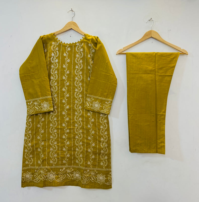 Elegant Embroidered 2PC (Self Cotton) D-74