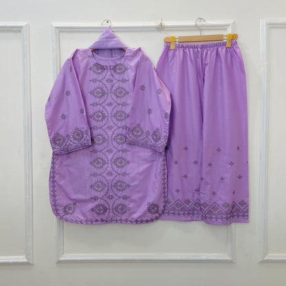 Embroidered 3PC (Premium Cotton) D-393