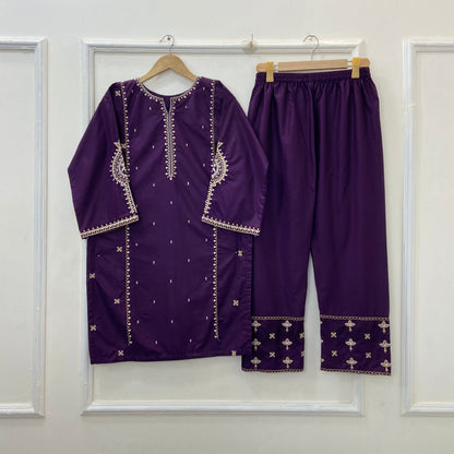 Dual Embroidered Muse 2PC (Premium Cotton) D-394