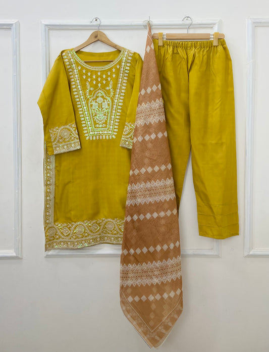 Sitaara Embroidered 3PC (Premium Cotton) D-489