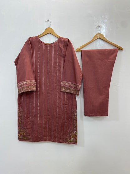 Elegant Embroidered 2PC (Self Cotton) D-94