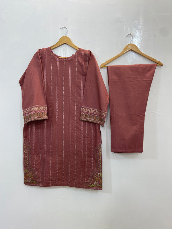 Elegant Embroidered 2PC (Self Cotton) D-94