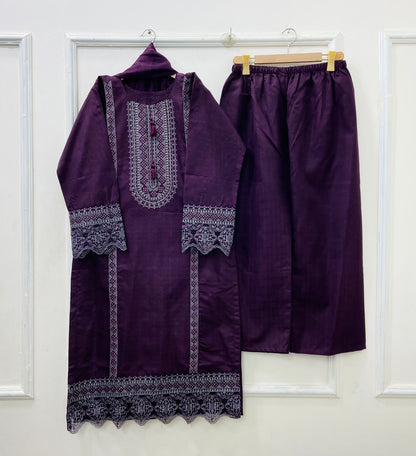 Eid Embroidered 3PC (Premium Cotton) D-488