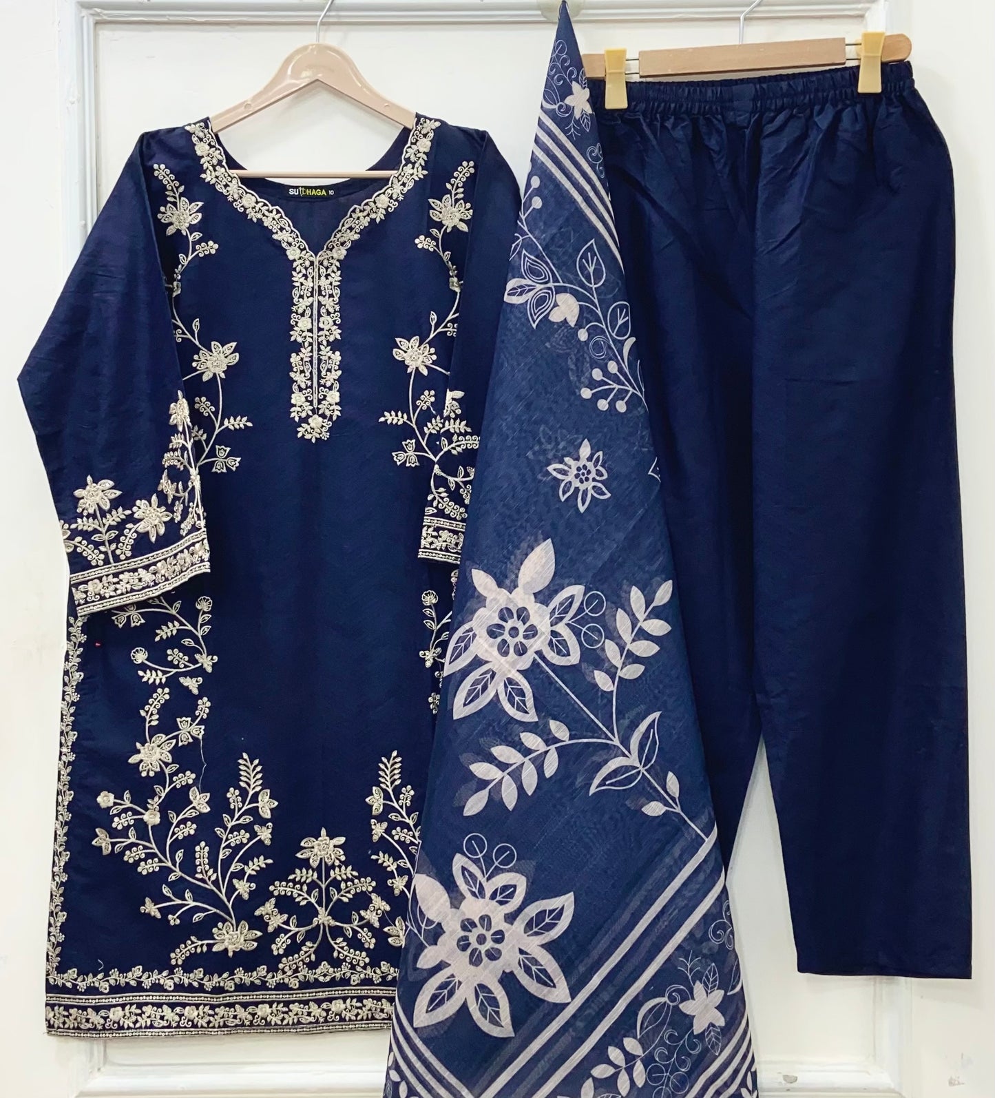 Embroidered Long | 3PC Cotton D-652