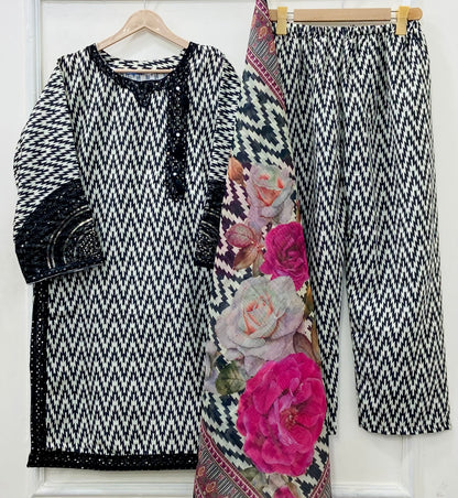 D-367  Bold Zebra 3PC (Bana Dora Silk)