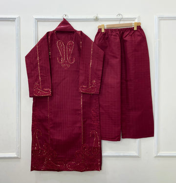 Eid Edit: Embroidered 3PC (Premium Cotton) D-452