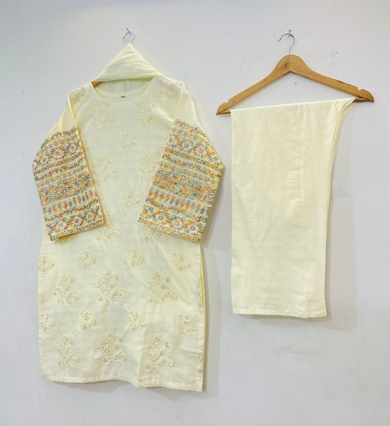 Sequins Embroidered Chic 3PC (Cotton Lawn) D-34