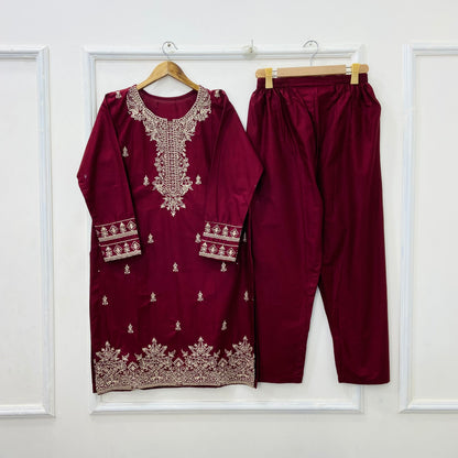 Fairy Embroidered 2PC (Premium Cotton) D-412