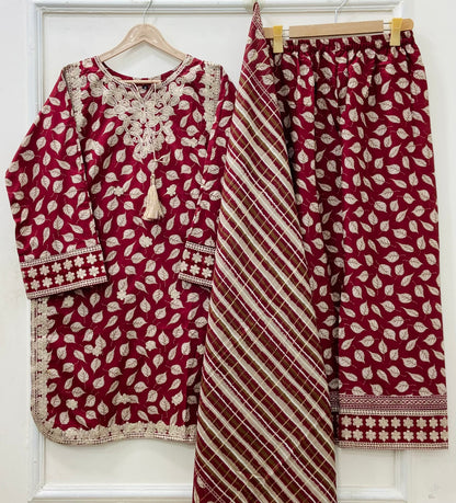 Premium Embroidered | 3PC Lawn D-584