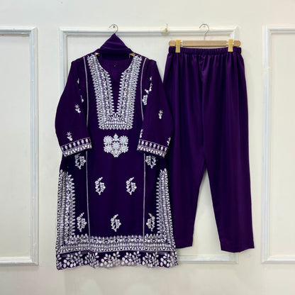 Afroze Embroidered 3PC (Chiffon) D-385