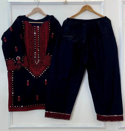 Foil Embroidered Black Rose 2PC (Khaddar) (Hot Seller) D-284