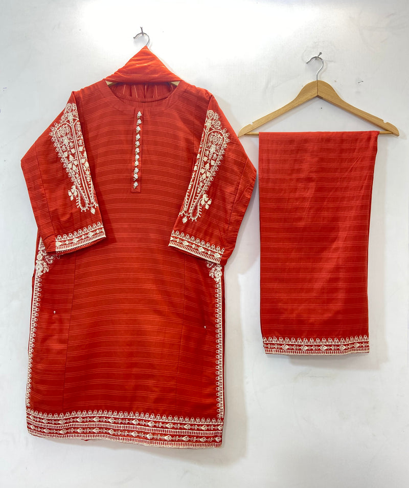 Embroidered Pocket Style 3PC (Cotton Lawn) D-41