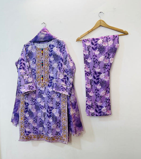 Embroidered 3PC (Lawn) 02-Lavender