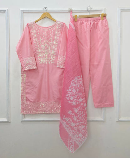 Sitaara Embroidered 3PC (Premium Cotton) D-489