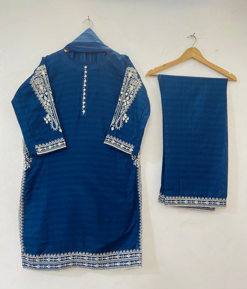 Embroidered Pocket Style 3PC (Cotton Lawn) D-41