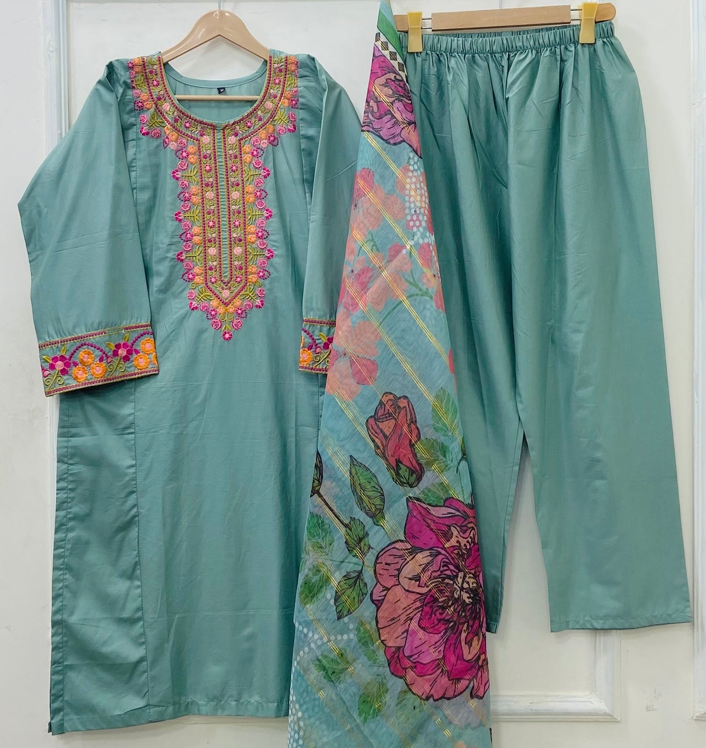 Long Embroidered | 3PC Cotton D-547
