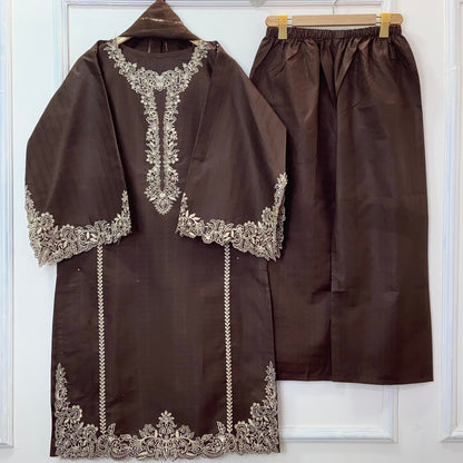 Rich Cutwork Embroidered 3PC (Premium Cotton) D-375