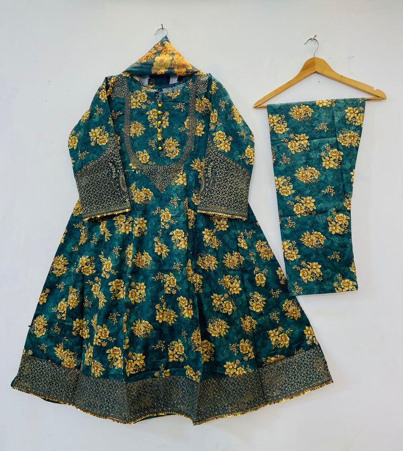 Anarkali Style 3PC Frocks (Lawn) D-65