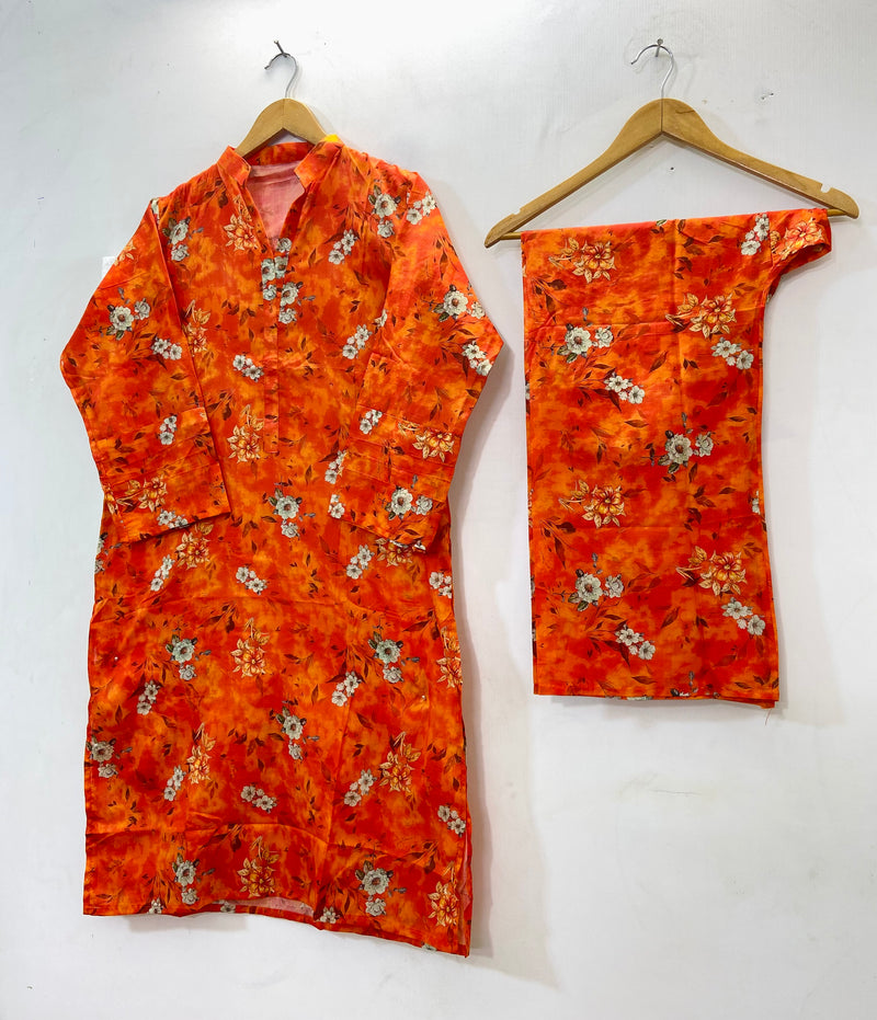 Printed Long Length 2-piece (Lawn) D- 42
