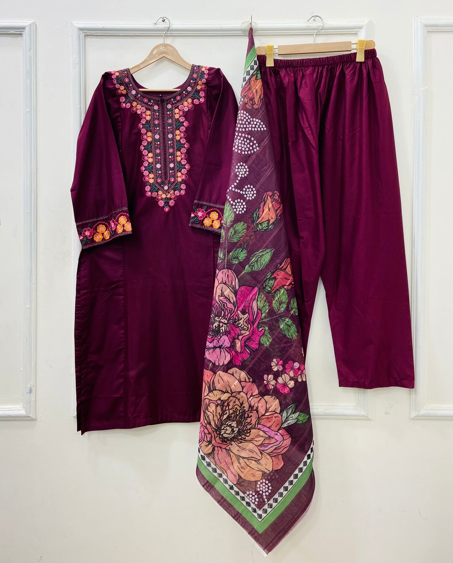 Long Embroidered | 3PC Cotton D-547