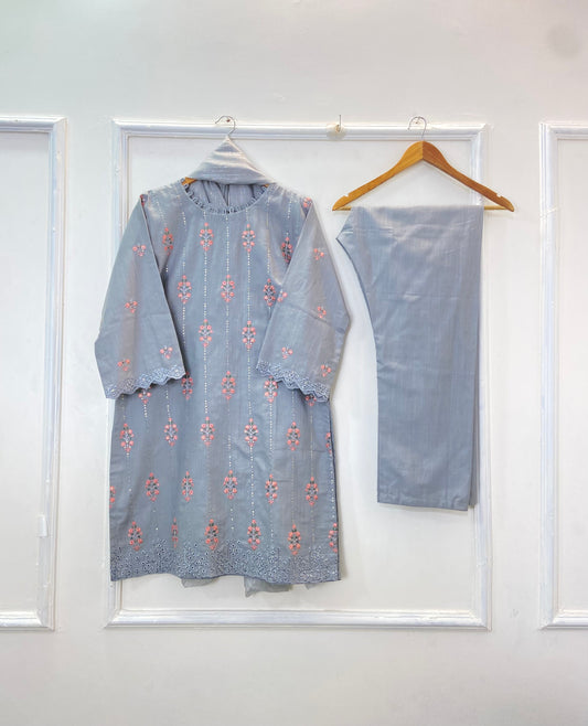 Chicken Kari Embroidered Chic 3PC (Khaddar) D-273
