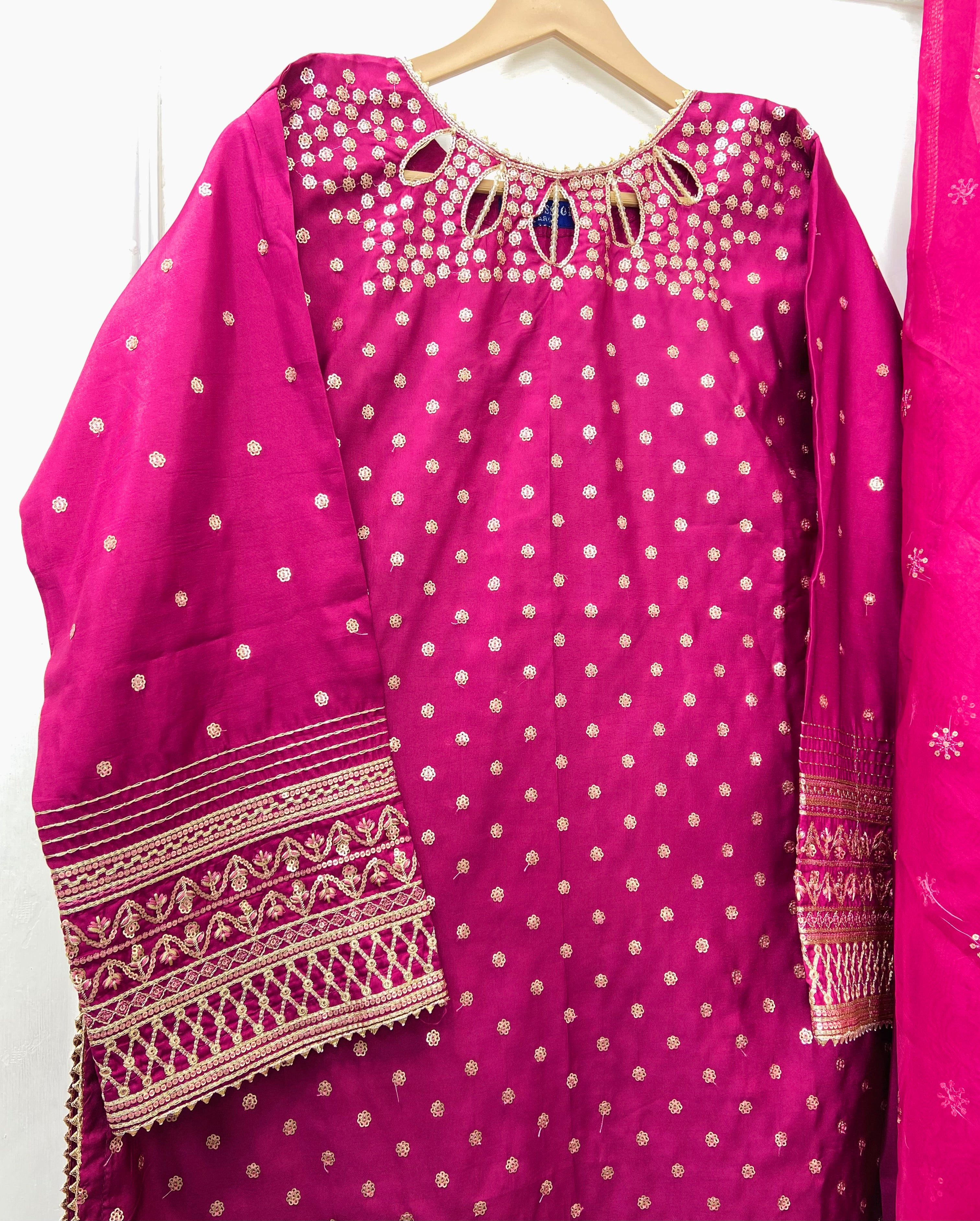 Polka Eid Vibes 3PC (Cotton Silk) D-441