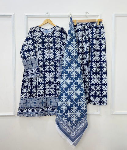 Traditional Embroidered 3PC (Bana Dora Silk) D-429