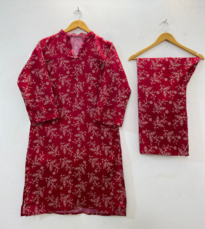 Printed Long Length 2-piece (Lawn) D- 42
