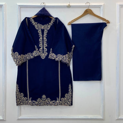 Front Back Cutwork Embroidered 3PC (Khaddar) D-327